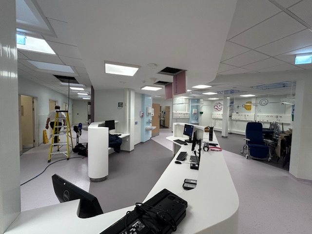 Hospital corridor with services