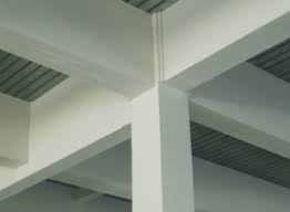 Coated structural steel beam on construction site
